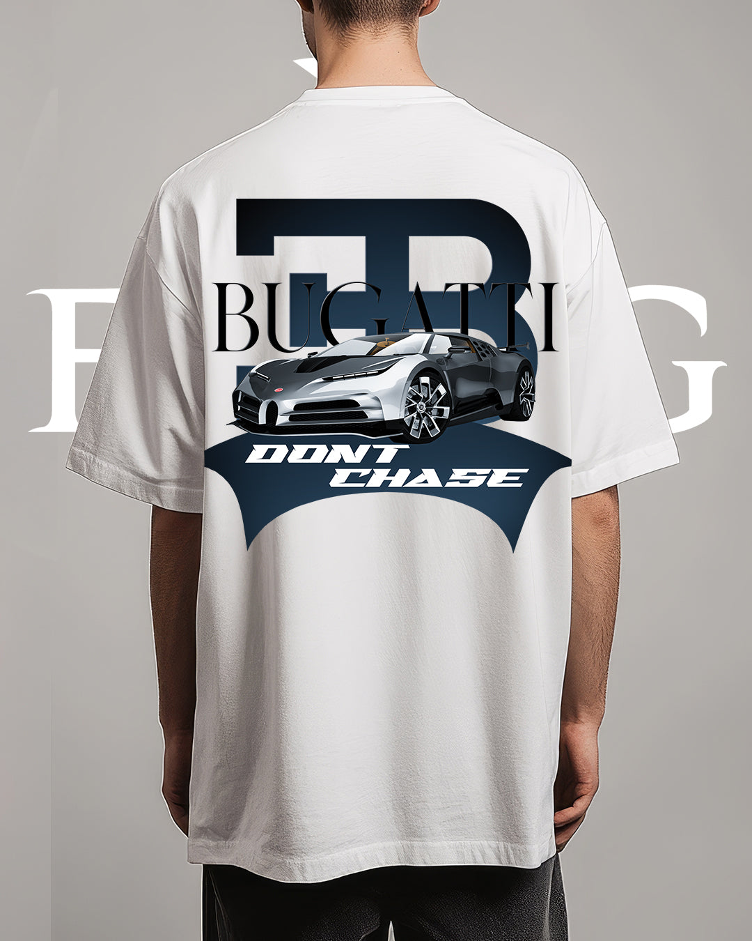 Oversized White Bugatti Graphic T-Shirt