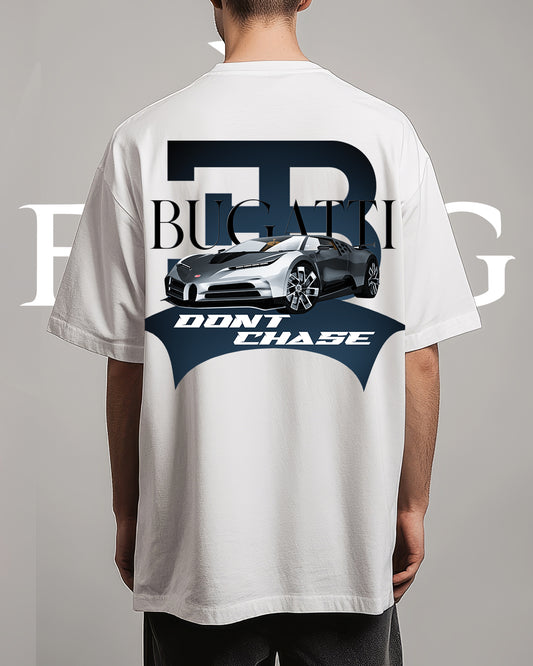 Oversized White Bugatti Graphic T-Shirt