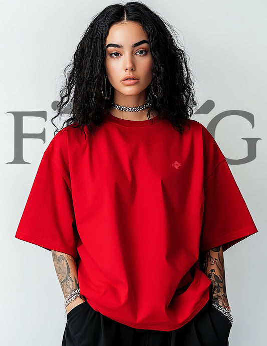 Red Oversized Plain T-Shirt